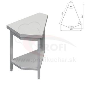 Neutrálný výdajný stoly rohový 45° - vnútorný – 697x800x880mm vyobraziť