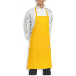 EGOCHEF Žltá kuchárska zástera ku krku s vreckom vyobraziť