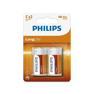 Philips Philips R14L2B/10 - 2 ks Zinkochloridová batéria C LONGLIFE 1, 5V 2800mAh vyobraziť