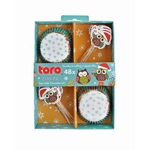 TORO Papierové košíčky na muffiny + napichovadlá 24ks TORO vianočná sova vyobraziť