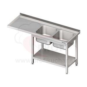Umývací stôl s priestorom pre podstolovú umývačku, dvojdrez – ĽAVÝ 1800mm vyobraziť