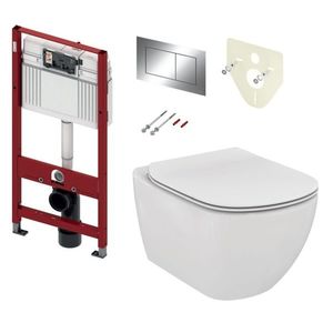 TECE set 3- Inštalačný modul s nádržkou pre WC + tlačidlo chróm + úchyt + izolácia + závesné WC AQUABLADE + WC sedátko Soft-Close, ultra ploché vyobraziť