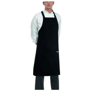 EGOCHEF Čierna kuchárska zástera ku krku s vreckom vyobraziť