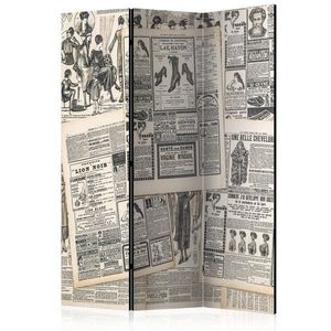 Paraván Vintage Newspapers Dekorhome 135x172 cm (3-dielny) vyobraziť