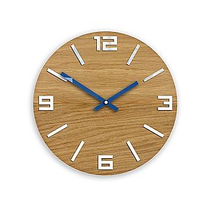 Nástenné hodiny Arabic Wood hnedo-modré vyobraziť