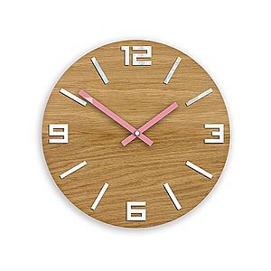Nástenné hodiny Arabic Wood hnedo-ružové vyobraziť