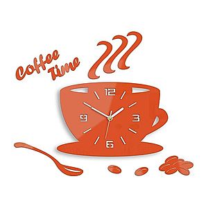 Nástenné hodiny Coffee oranžové vyobraziť