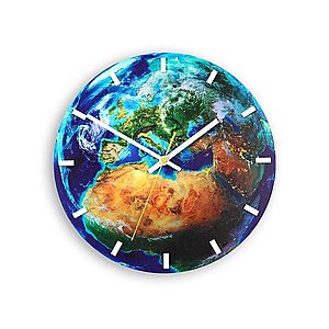 Nástenné hodiny Globe modré vyobraziť