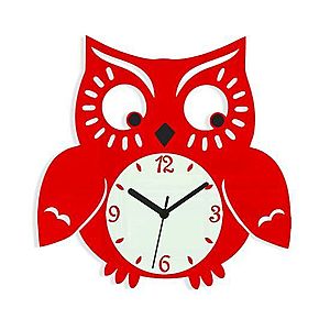 Nástenné hodiny Owl červené vyobraziť