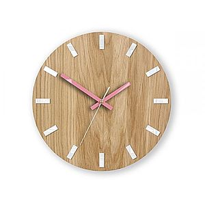 Nástenné hodiny Simple Oak hnedo-ružové vyobraziť