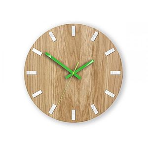 Nástenné hodiny Simple Oak hnedo-zelené vyobraziť