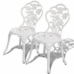 Záhradné bistro stoličky 2 ks liaty hliník Biela vyobraziť