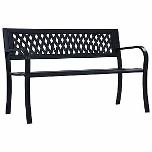 Záhradná oceľová lavička 125 cm čierna vyobraziť