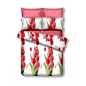 Obojstranná posteľná bielizeň z mikrovlákna DecoKing Marlien bielo-červená vyobraziť
