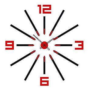 3D nalepovacie hodiny Big Sheen čierno-červené vyobraziť