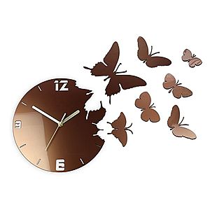 3D nalepovacie hodiny Butterflies medené vyobraziť