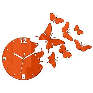 3D nalepovacie hodiny Butterfly oranžové vyobraziť