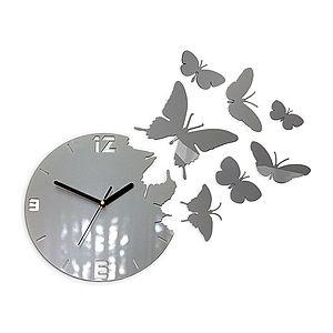 3D nalepovacie hodiny Butterfly sivé vyobraziť