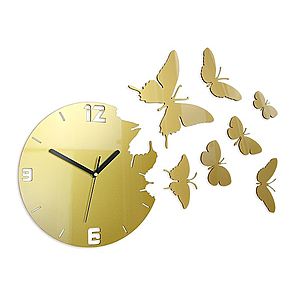 3D nalepovacie hodiny Butterfly zlaté vyobraziť