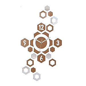 3D nalepovacie hodiny Hexagon medené vyobraziť