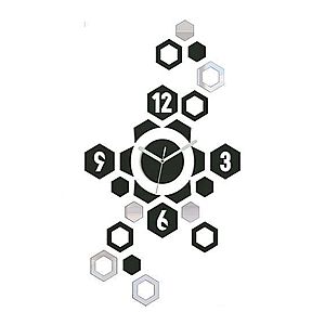 3D nalepovacie hodiny Hexagon wenge vyobraziť