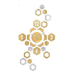 3D nalepovacie hodiny Hexagon zlato-zrkadlové vyobraziť
