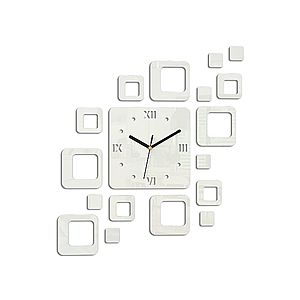 3D nalepovacie hodiny Roman Quadrat biele vyobraziť