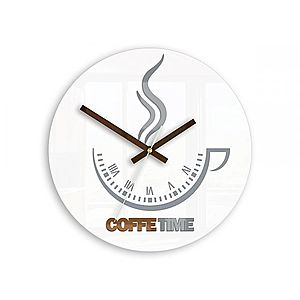 Nástenné hodiny Coffe Time biele vyobraziť