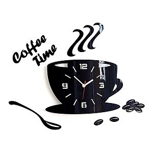 Nástenné hodiny Coffee čierne vyobraziť