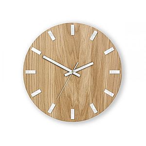 Nástenné hodiny Simple Oak hnedo-biele vyobraziť