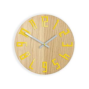 Nástenné hodiny Drevo hnedo-žlté vyobraziť