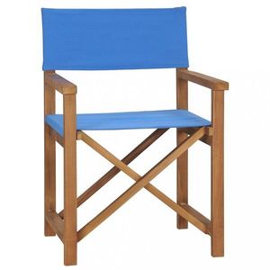 Režisérska stolička teakové drevo Dekorhome Modrá vyobraziť