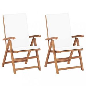 Polohovacie záhradné stoličky 2 ks teakové drevo Dekorhome Krémová vyobraziť