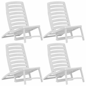 Skladacie plážové stoličky 4 ks plast Dekorhome Biela vyobraziť