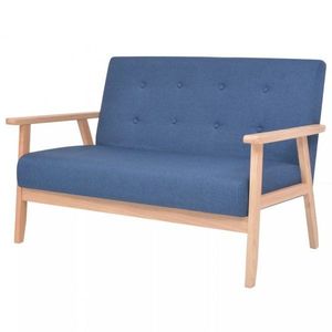 Dvojmiestna sedačka textil / drevo Dekorhome Modrá vyobraziť