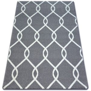 Kusový koberec SKETCH MARK sivý/biely trellis vyobraziť