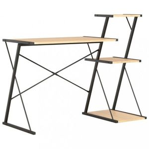 Písací stôl s policami drevotrieska / oceľ Dekorhome Čierna / dub vyobraziť