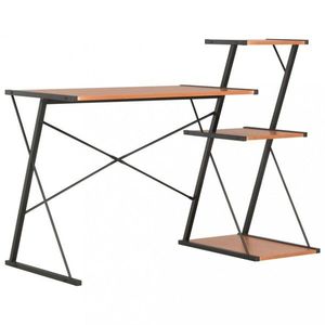 Písací stôl s policami drevotrieska / oceľ Dekorhome Čierna / hnedá vyobraziť