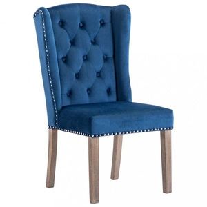 Jedálenská stolička zamat / kaučukovník Dekorhome Modrá vyobraziť