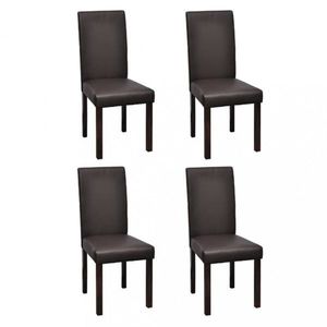 Jedálenská stolička 4 ks umelá koža / drevo Dekorhome Hnedá vyobraziť