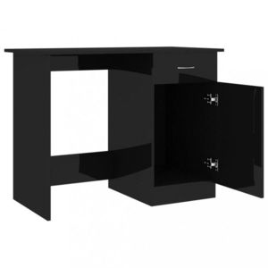 Písací stôl so skrinkou 100x50 cm Dekorhome Čierna lesk vyobraziť