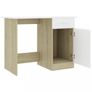 Písací stôl so skrinkou 100x50 cm Dekorhome Dub sonoma / biela vyobraziť