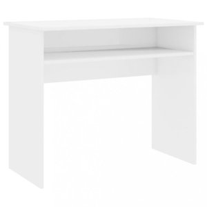Písací stôl s policou 90x50 cm Dekorhome Biela lesk vyobraziť