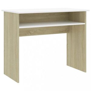 Písací stôl s policou 90x50 cm Dekorhome Dub sonoma / biela vyobraziť