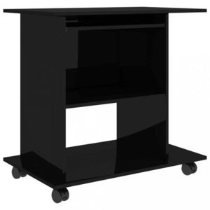 PC stôl na kolieskach 80x50 cm Dekorhome Čierna lesk vyobraziť