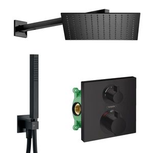 HANSGROHE + ALPI HG SET Ecostat Black - Sprchový systém pod omietku, Ecostat Square, termostatická batéria - kompletná sada, čierna matná vyobraziť