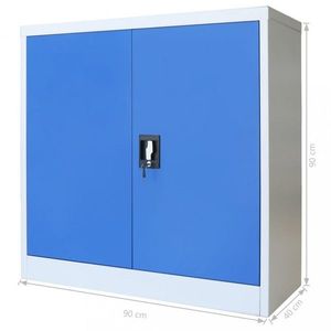 Kancelárska skriňa sivá / modrá Dekorhome 90x40x90 cm vyobraziť