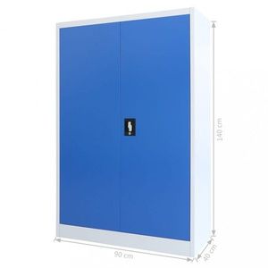 Kancelárska skriňa sivá / modrá Dekorhome 90x40x140cm vyobraziť
