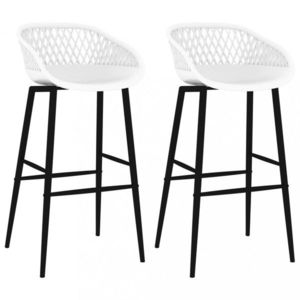 Barové stoličky 2 ks plast / kov Dekorhome Biela vyobraziť