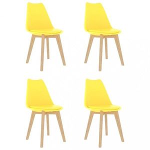 Jedálenská stolička 4 ks plast / umelá koža / buk Dekorhome Žltá vyobraziť